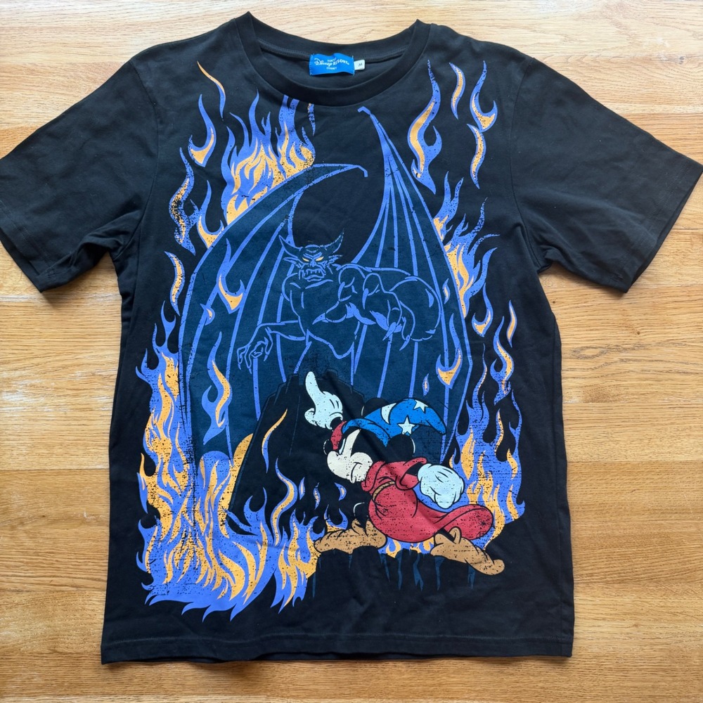 Tokyo Disney Resort Fantasia Mickey Mouse Chernabog Graphic T-Shirt Black Mens M